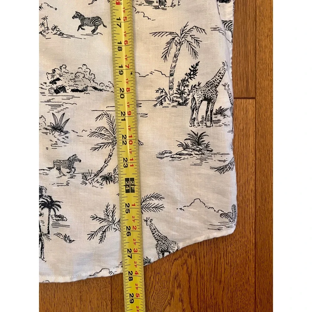 Banana Republic Shirt Mens Small White Excellent Safari Toile Linen Slim Fit